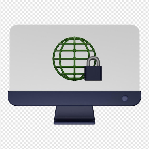 PSD 3d-geïsoleerde weergave van het pictogram van de beveiligingswebsite psd
