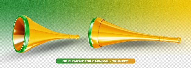 3d-gekleurde trompet voor carnavalscompositie in brazilië