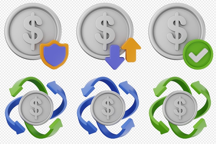 PSD 3d geld dollar betaling financiën bedrijf icoon set bundel