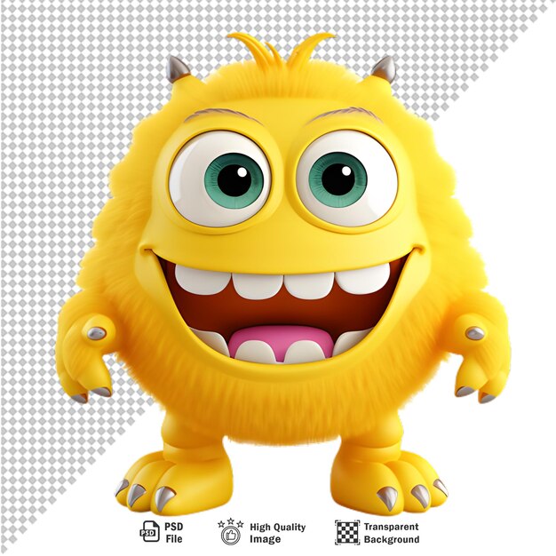 PSD 3d gele monster personage avatar op transparante achtergrond