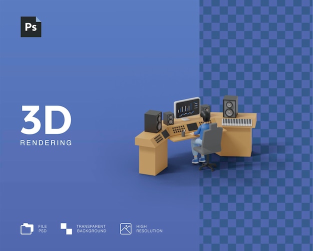 3d geluidstechnicus illustratie