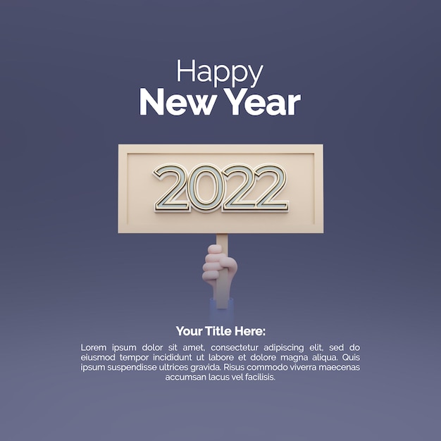 3d gelukkig nieuwjaar 2022 op het bord weergegeven