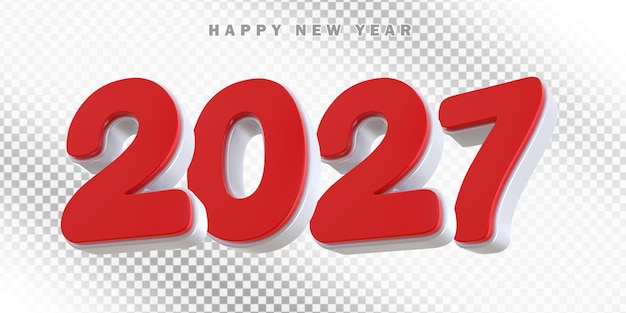 3D Gelukkig Nieuwjaar 2027 Rood