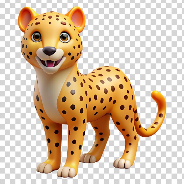 PSD 3d gelukkige cheetah geïsoleerd op transparante achtergrond