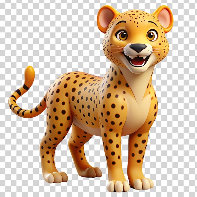 PSD 3d gelukkige cheetah geïsoleerd op transparante achtergrond