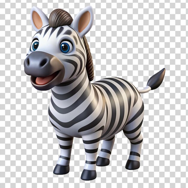 3d gelukkige zebra geïsoleerd op transparante achtergrond