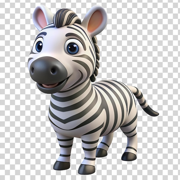 PSD 3d gelukkige zebra geïsoleerd op transparante achtergrond