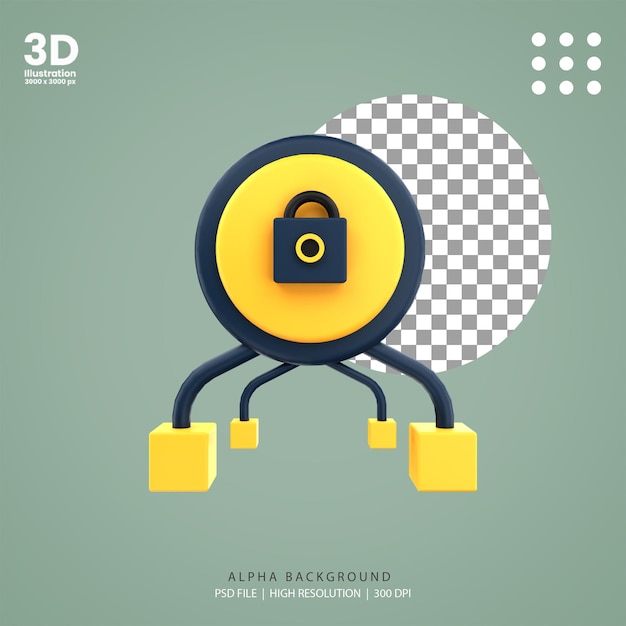 3D gengivelse af cybersikkerhed illustration