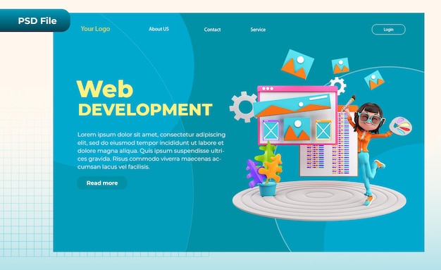 3D-gengivelse landingsside Web Layout illustration