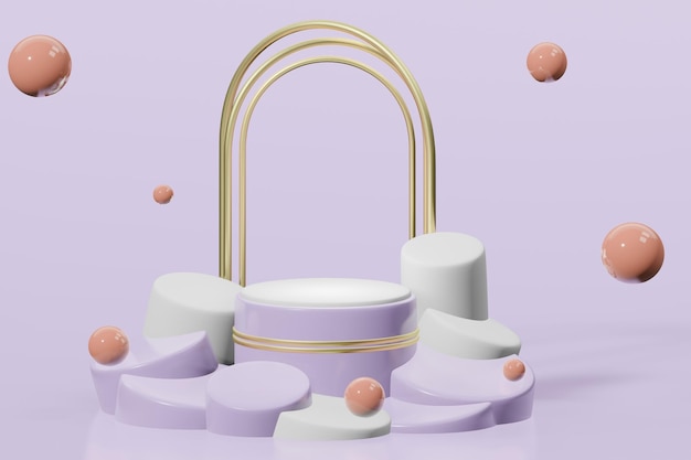 3d gengivelsesillustration af podie display showcase til produktplacering i minimal designpodie