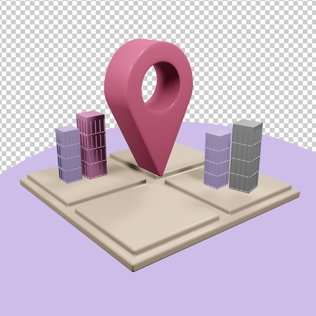 3D-gengivet pink kortlokationsmarkør