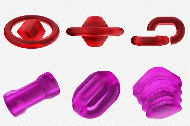 3d geometric abstract icon set bundle