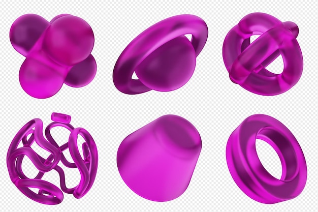 3d geometric abstract icon set bundle