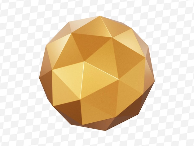 3d geometric shape polyhedron gold color metal simple figure for your design on isolated background