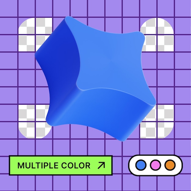 다중 색을 가진 3D 기하학적 모양