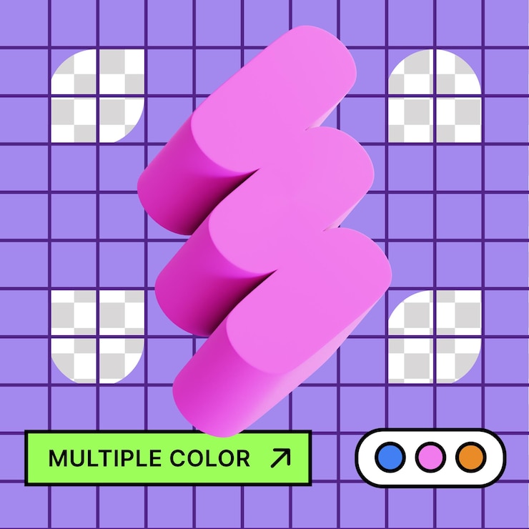 PSD 3d geometric shape with multiple color