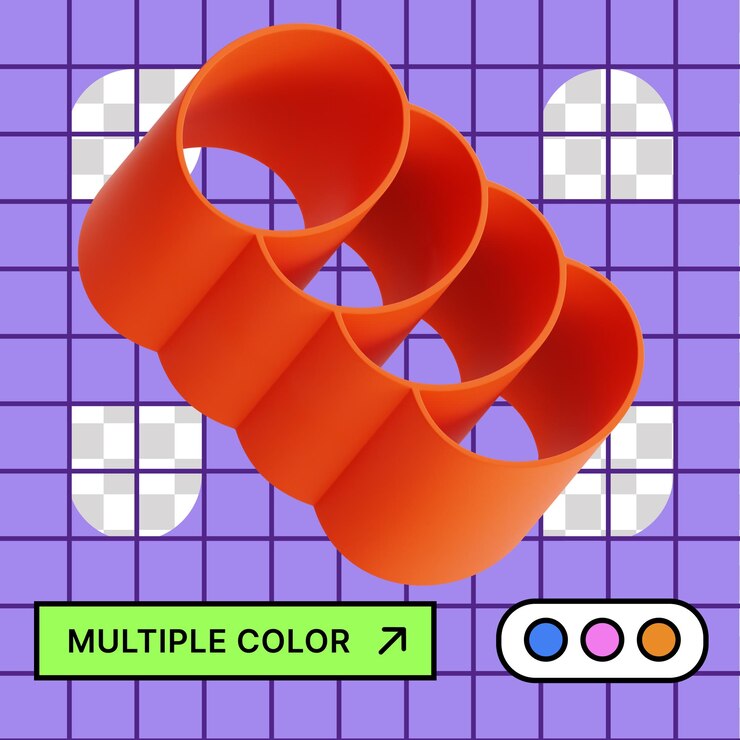 PSD 3d geometric shape with multiple color