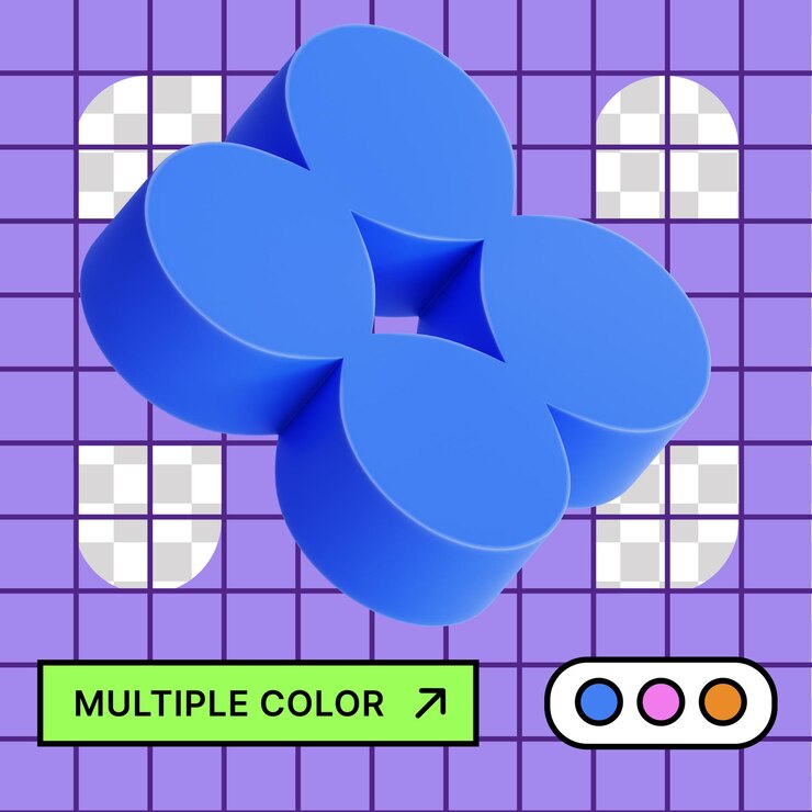 PSD 3d geometric shape with multiple color