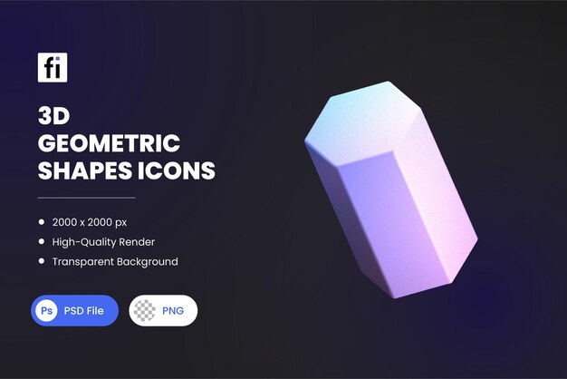 3D Geometric Shapes Illustrations Hexagonal Prism