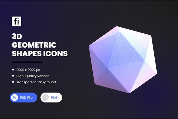 3D Geometric Shapes Illustrations Icosahedron