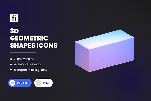 PSD 3d геометрические формы иллюстрации прямоугольная призма