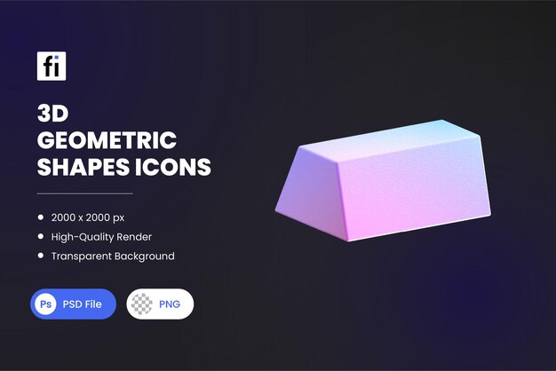 3D Geometric Shapes Illustrations Trapezoidal Prism