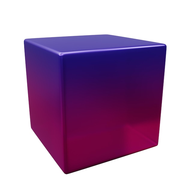 3d-geometrie vorm cube gradient purple metallic color realistisch weergave-elementontwerp