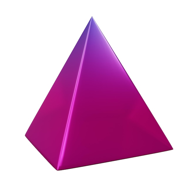 PSD forma geometrica 3d 4 piramide laterale gradiente colore viola metallizzato disegno realistico dell'elemento di rendering