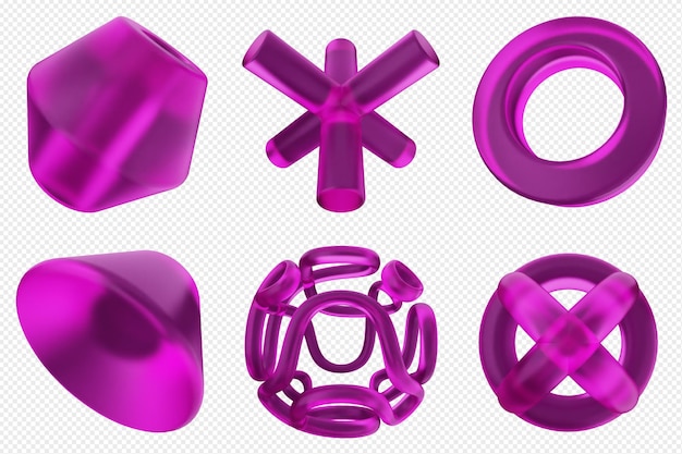 3d geometryczny abstrakcyjny zestaw ikon