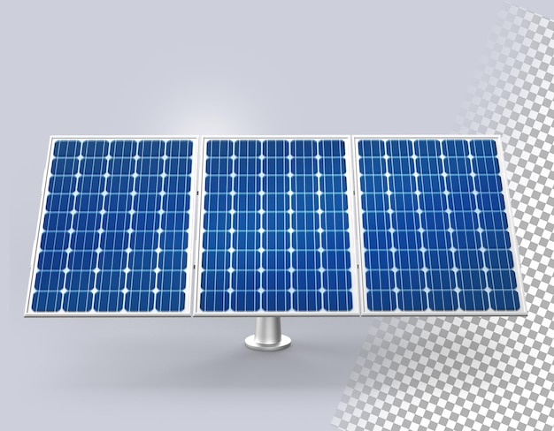 3D-gerenderd zonnepaneel geïsoleerd op een transparante achtergrond
