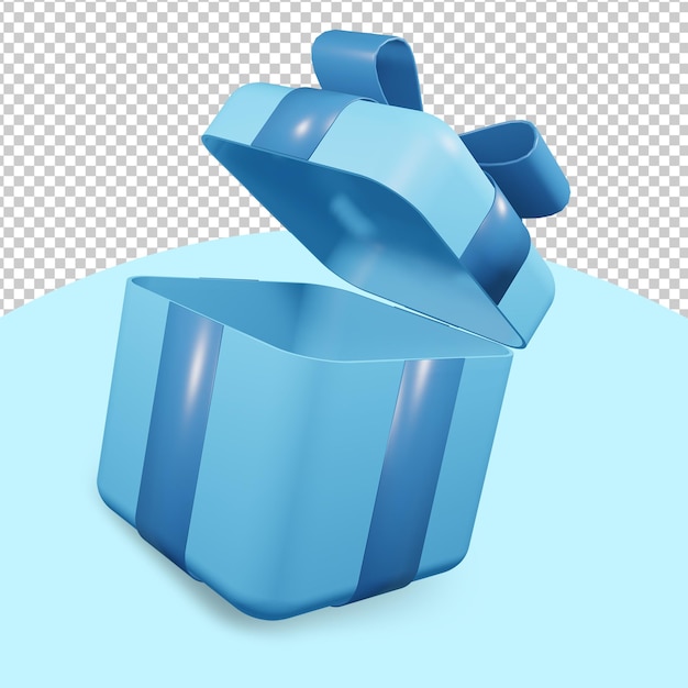 3d-gerenderde blauwe geopende geschenkdoos