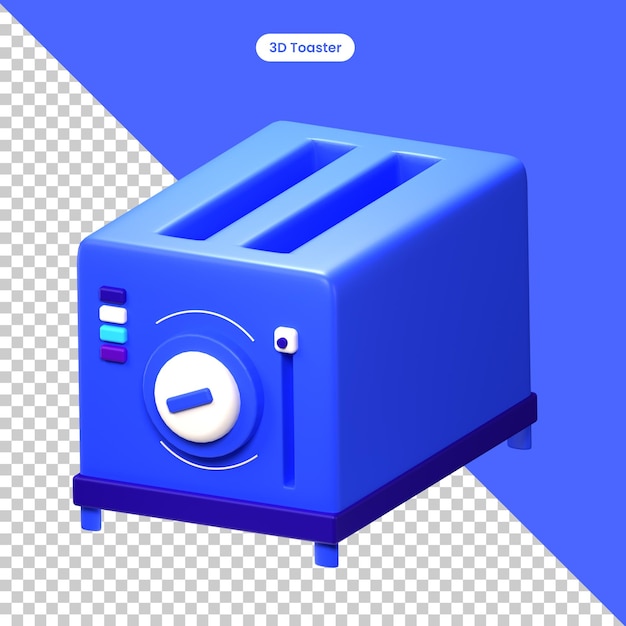 PSD 3d-gerenderde broodrooster geïsoleerd op de transparante achtergrond