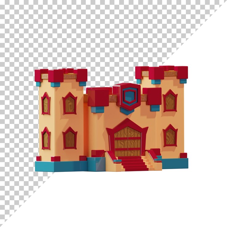 3D-gerenderde cartoon van kasteel