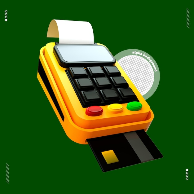 PSD 3d-gerenderde geld creditcard machine