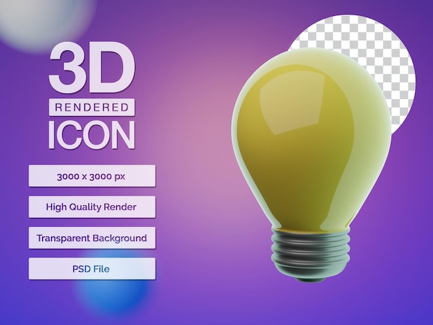 3d-gerenderde gloeilamp icoon