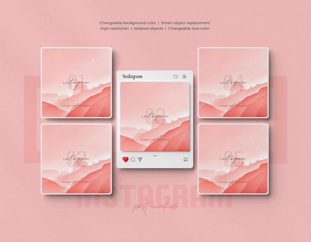3d-gerenderde instagram post mockup geïsoleerd