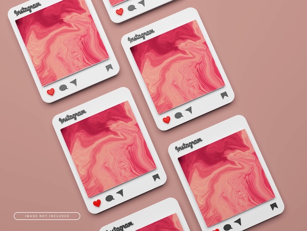 PSD 3d-gerenderde instagram post mockup