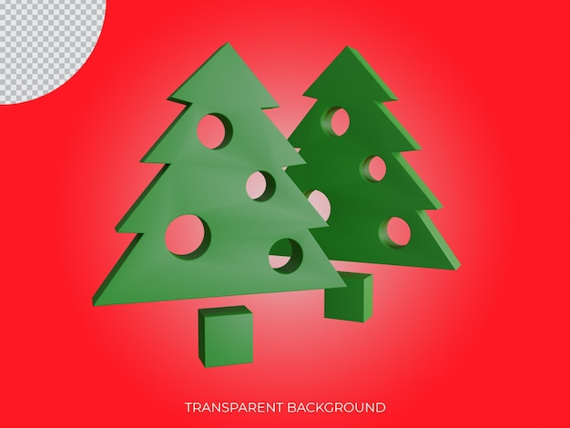PSD 3d-gerenderde kerstboom met transparante achtergrond