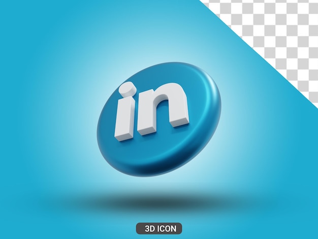 3D-gerenderde linkedIn 3D-pictogram rechtsonderaanzicht