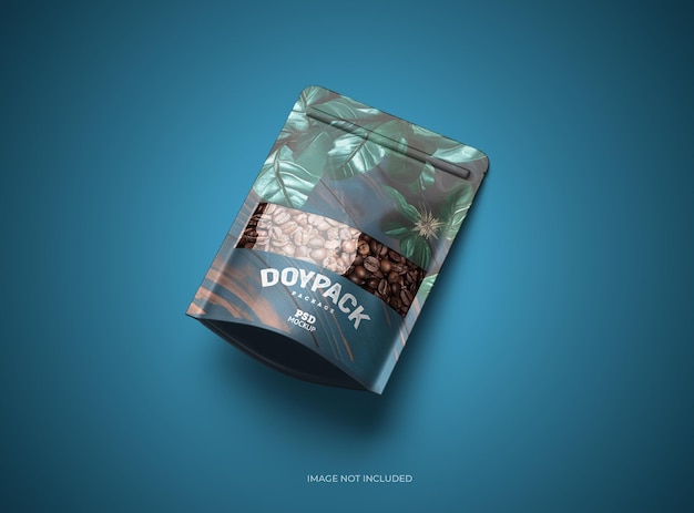 3D gerenderde mockup sjabloon voor een glanzende generieke doypack met het venstergat