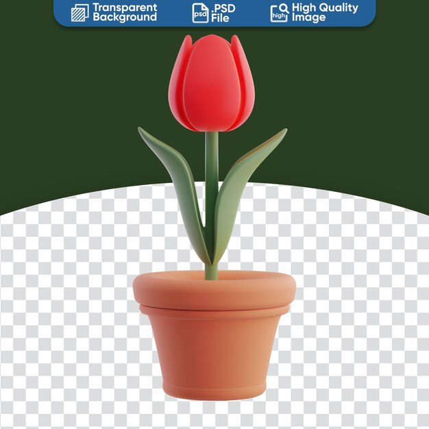 3d gerenderde rode tulp schattige plant in pot