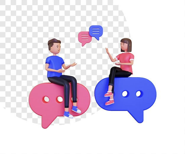 PSD 3d-gesprek met tekstballonnen