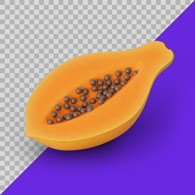 PSD 3d gestileerde gesneden papaja