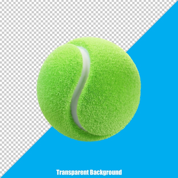 PSD 3d gestileerde realistische groene tennisbal op transparante achtergrond