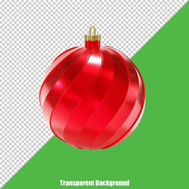 3D gestileerde realistische kerstbaldecoratie op transparante achtergrond
