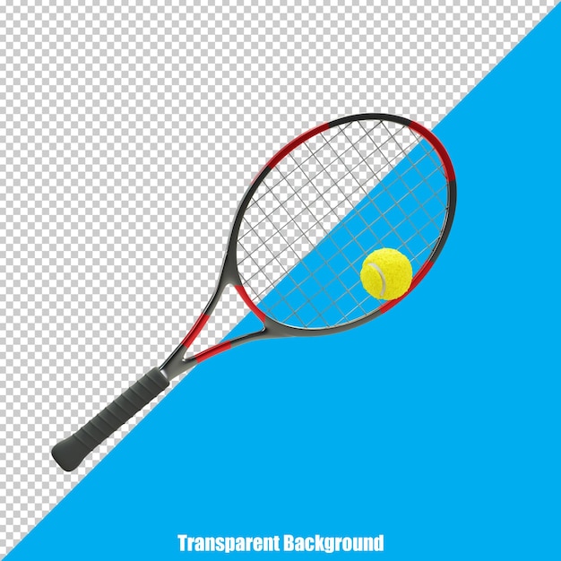 3D gestileerde realistische tennisracket op transparante achtergrond