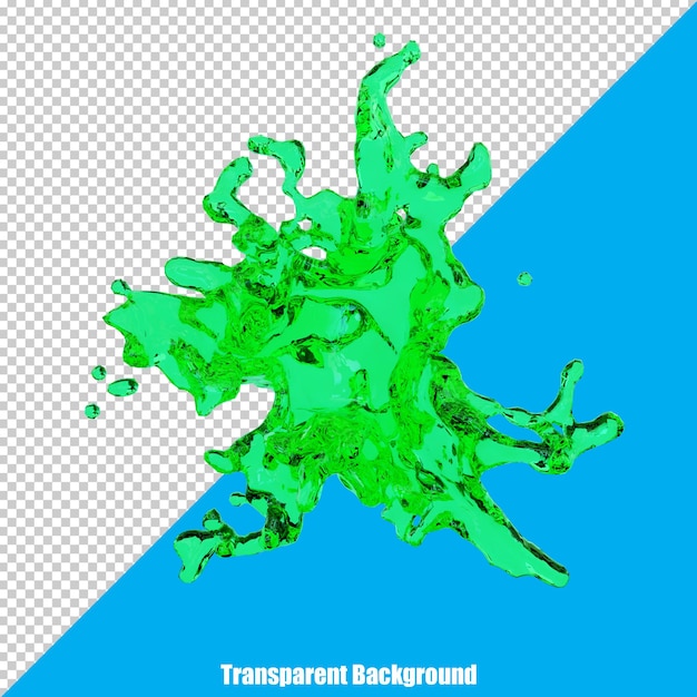 3D gestileerde vloeibare plons met een realistisch uiterlijk op een transparante achtergrond