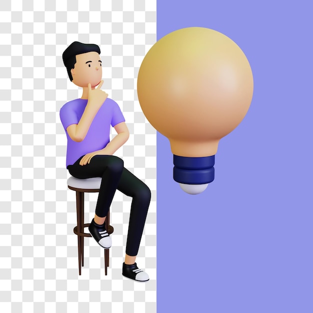 PSD 3d get idea illustration concept with light bulb