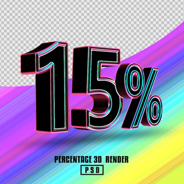 3d geven percentage gloeiende randstijl terug