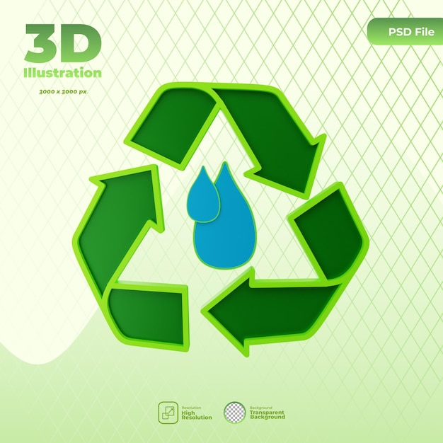 3D gezuiverd water pictogram illustratie